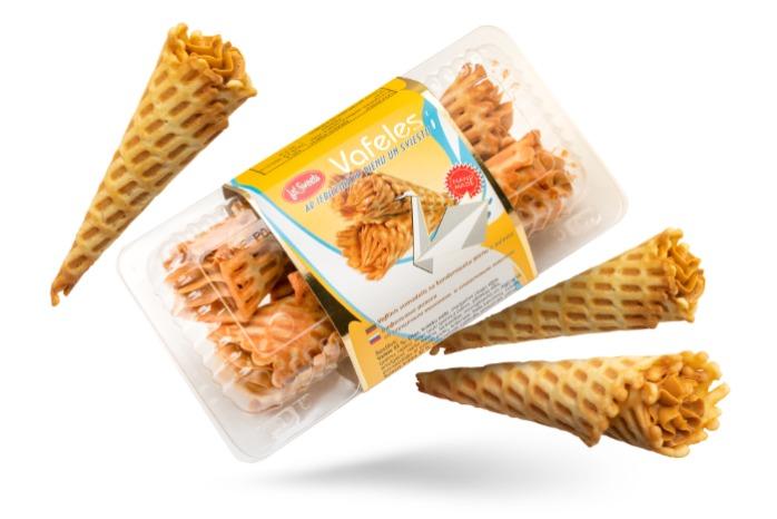 Waffle cones with condensed milk and butter