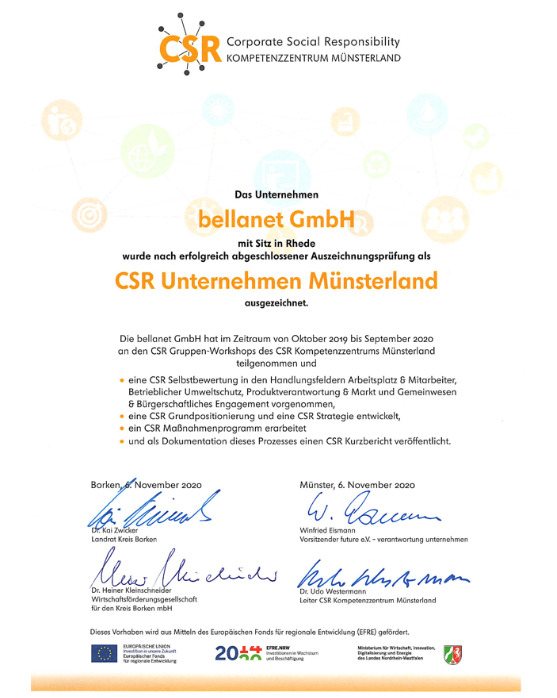 Auszeichnung: CSR-Zertifikat & CSR-Report