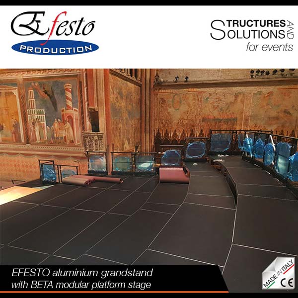 EFESTO aluminium grandstand with BETA modular platform stage